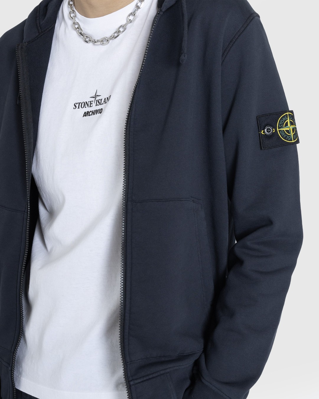 Stone island navy zip hoodie best sale